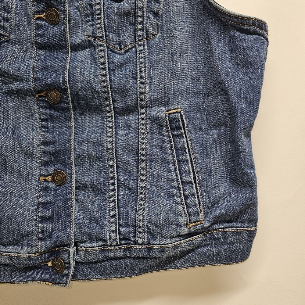 Old Navy Denim Vest L/G Gray Distressed Sleeveless SP14 VJ306488 Vintage Look - Picture 2 of 16